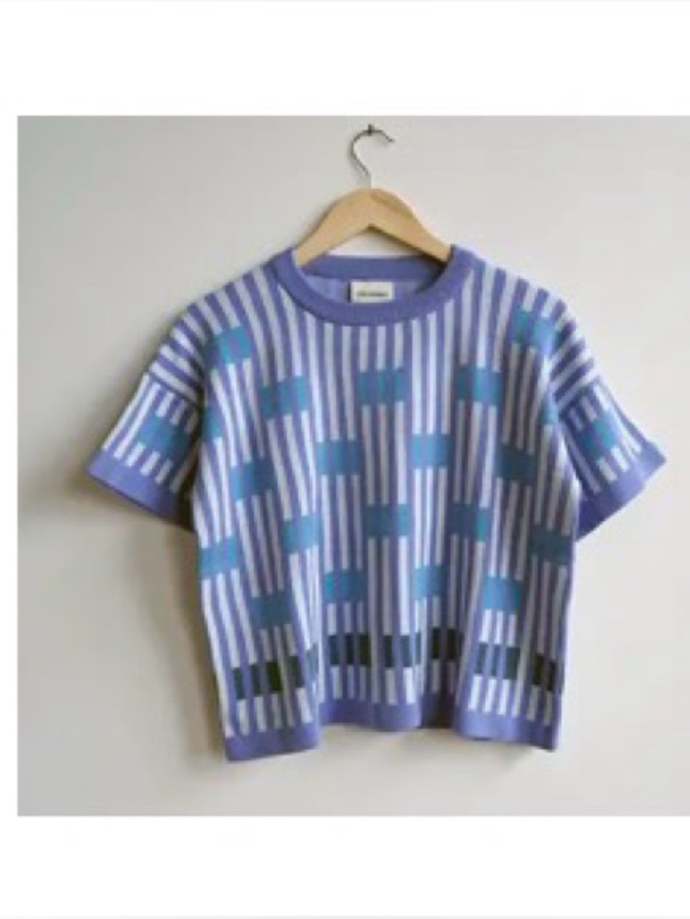 The Endery bauhaus Azure Short-Sleeve sweater Tee Stripe blue m/l New
